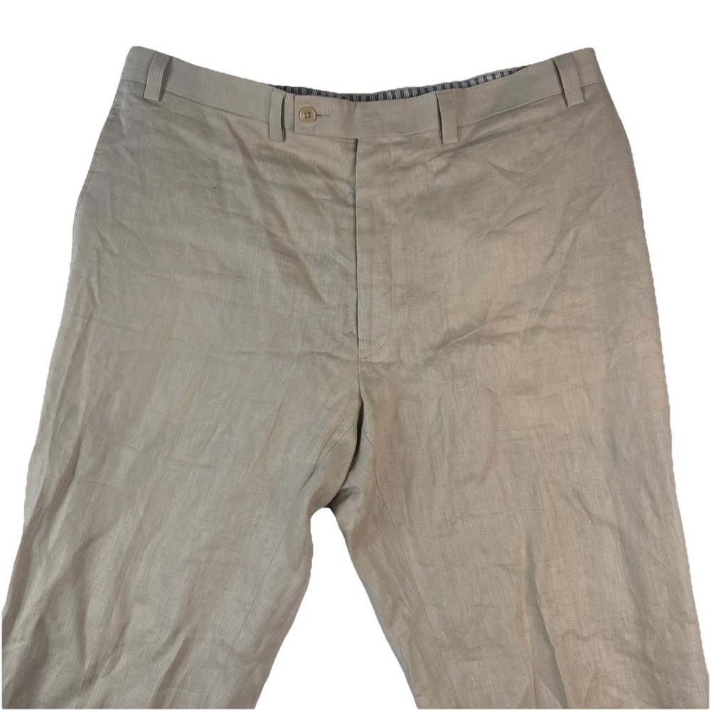 Calvin Klein  Linen  Pants  Men's  Beige 38x32 Straight Leg Preppy Vacation